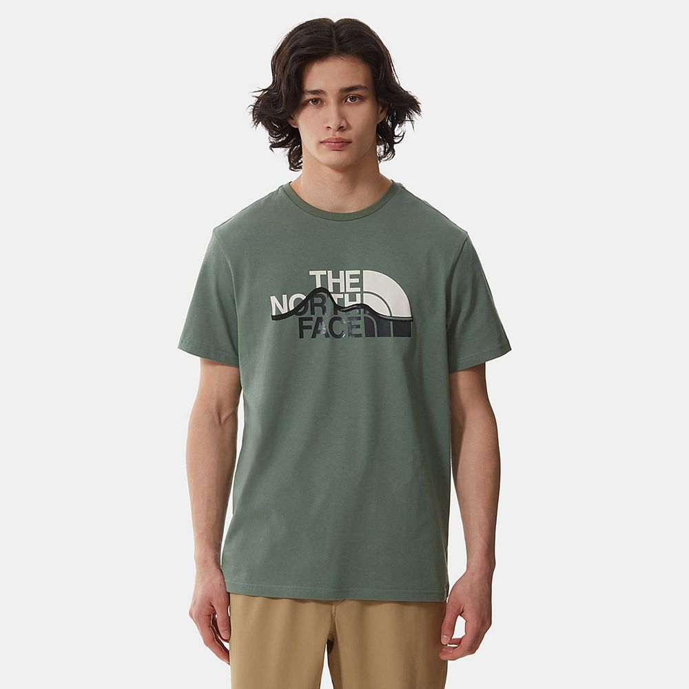 The North Face T-Shirts Mens Australia - The North Face Mountain Line Green Mountaineering (GMO-0796